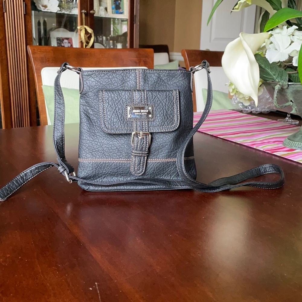 Nine West Black Leather Crossbody Bag
